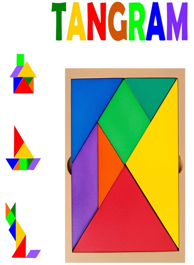 لعبة تانغرام خشبية من جيانوتوي | 7 مكعبات هندسية بألوان وأشكال مختلفة مع كتيب ألغاز | 13×13 سم | طلاء متعدد الألوان غير سام | تنمية المهارات الإدراكية والحركية الدقيقة | مناسبة للأطفال من عمر 5 سنوات فما فوق - Image 2